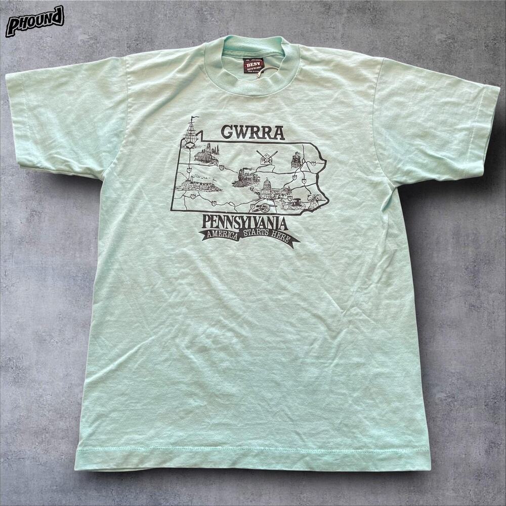 Vintage GWRRA Pennsylvania Shirt Mens Medium Green Made USA Motorcycle 90s